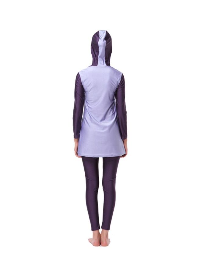 Sharpdo - 2-Piece Long Sleeve Hooded Neck Burkini Purple - Image 1