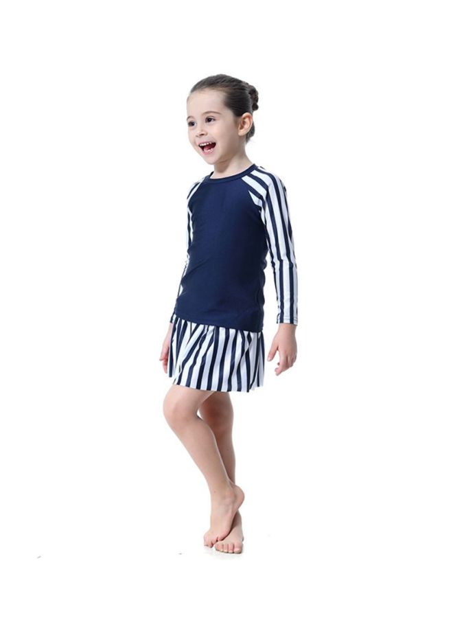 Sharpdo 3-Piece Long Sleeve Strip Pattern Burkini Navy Blue/White - Image 3