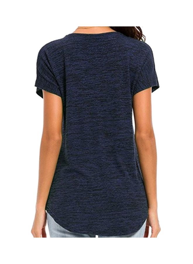 Sharpdo V-Neck Short Sleeve Blouse Blue  - Image 2