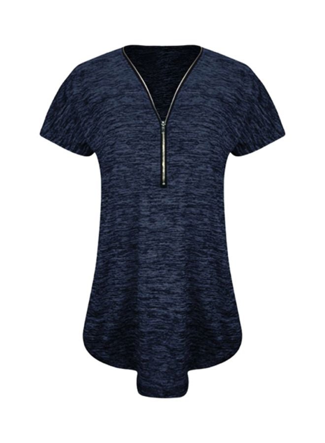 Sharpdo V-Neck Short Sleeve Blouse Blue  - Image 4