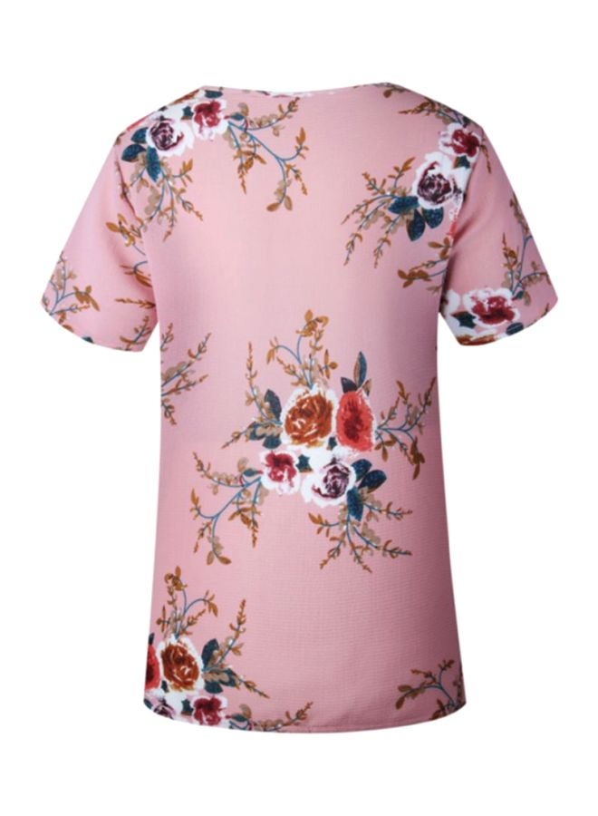 شاربدو بلوزة بوليستر مزينة بطبعات وردي/أحمر/أزرق - Image 3