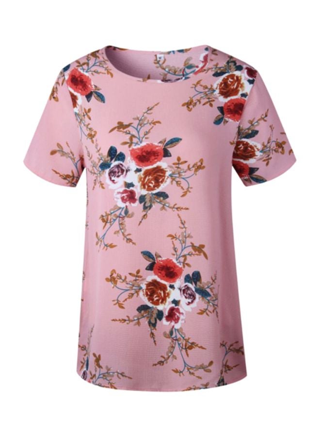 شاربدو بلوزة بوليستر مزينة بطبعات وردي/أحمر/أزرق - Image 2