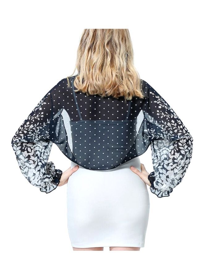 شاربدو بلوزة كم طويل أزرق البحرية/أبيض - Image 2