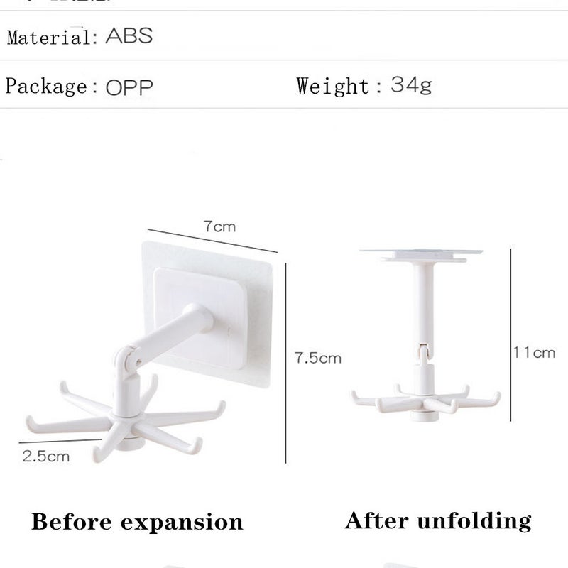 Multifunctional 360°Rotating And Folding Hook Kitchen Shelf white 7*7.5*11cm - v1609166615/N43312467A_5