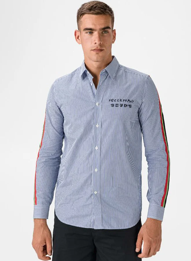 DIESEL Button Detailed Shirt White/Blue/Red