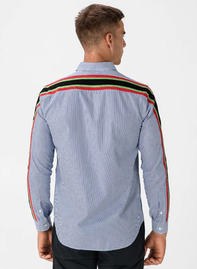DIESEL Button Detailed Shirt White/Blue/Red