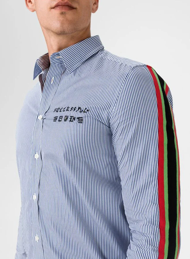 DIESEL Button Detailed Shirt White/Blue/Red