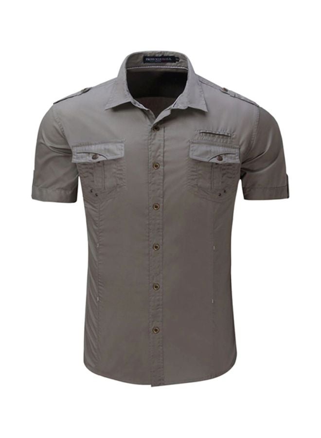 Sharpdo Collared Neck Shirt Grey - Image 1