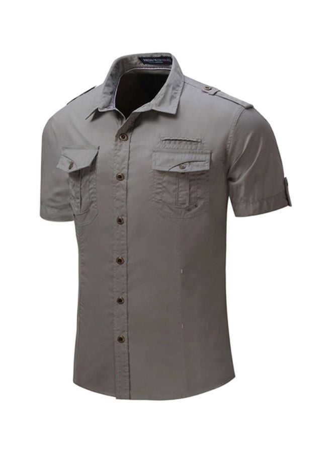 Sharpdo Collared Neck Shirt Grey - Image 3