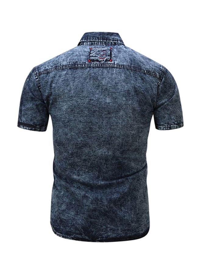 Sharpdo Collared Neck Shirt Blue - Image 2