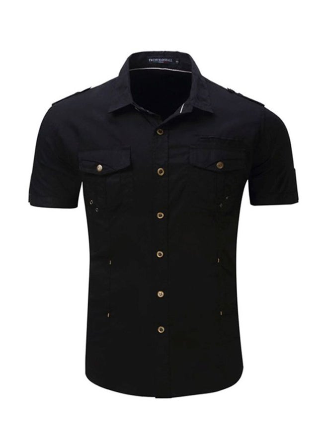 Sharpdo Collared Neck Shirt Black - Image 1