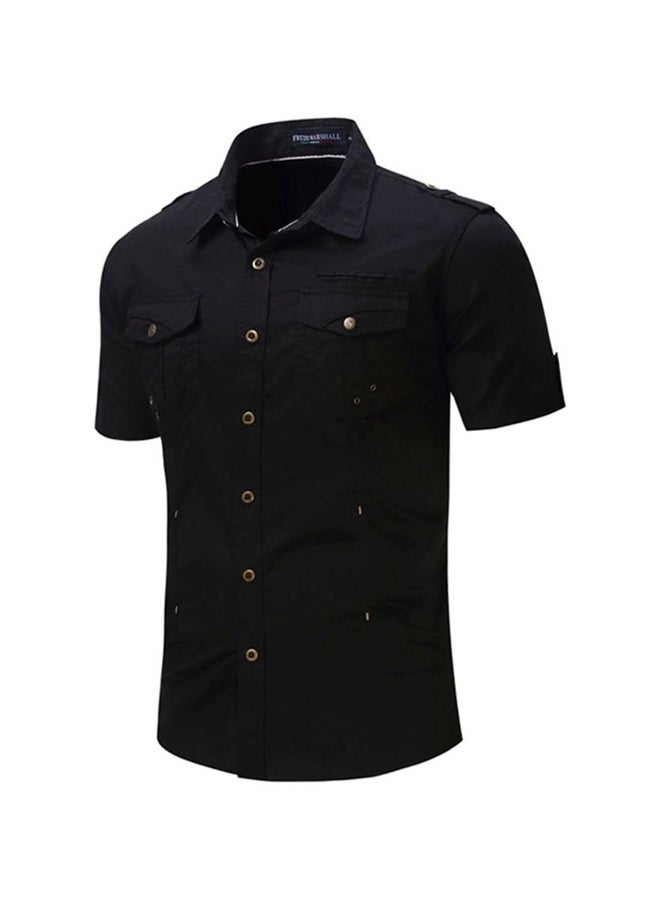 Sharpdo Collared Neck Shirt Black - Image 3