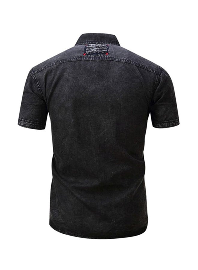 Sharpdo Collared Neck Shirt Black - Image 2