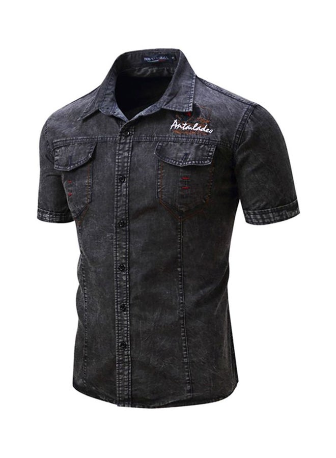 Sharpdo Collared Neck Shirt Black - Image 3