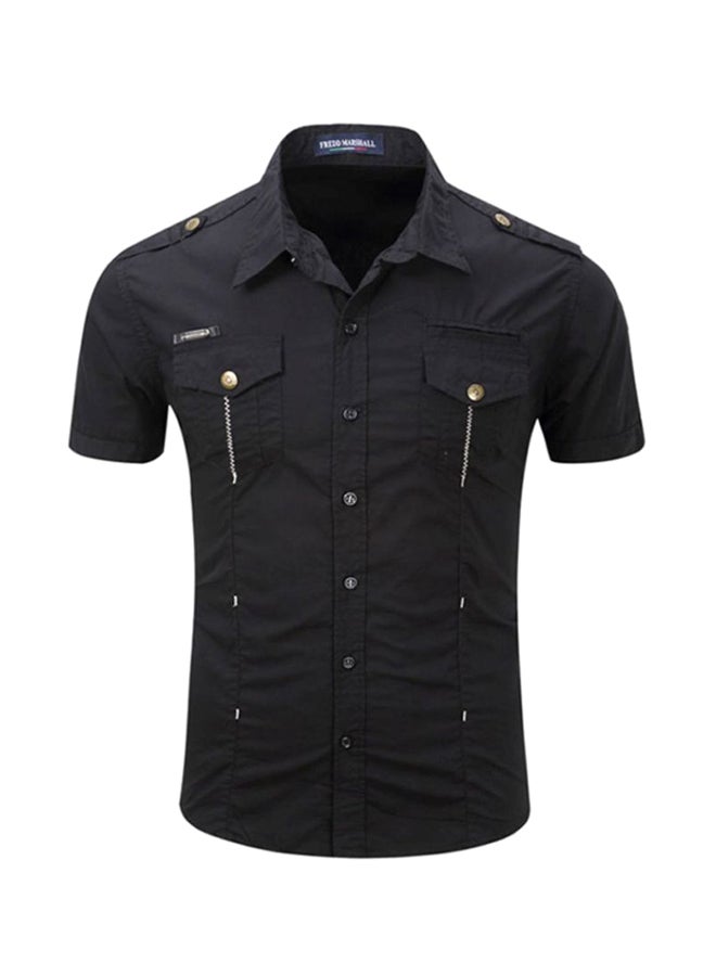Sharpdo Collared Neck Shirt Black - Image 1