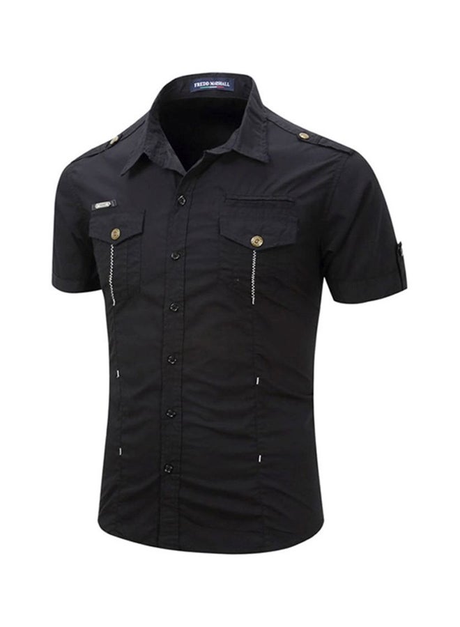 Sharpdo Collared Neck Shirt Black - Image 3