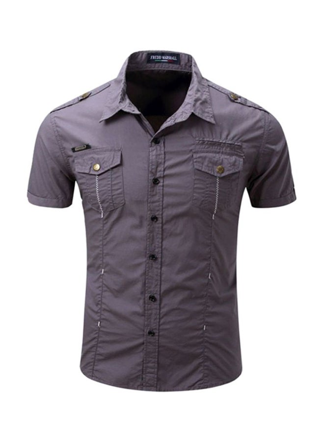 Sharpdo Collared Neck Shirt Grey - Image 1