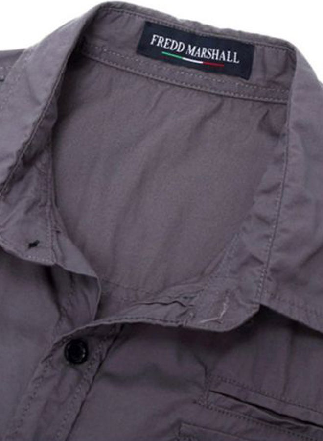 Sharpdo Collared Neck Shirt Grey - Image 4