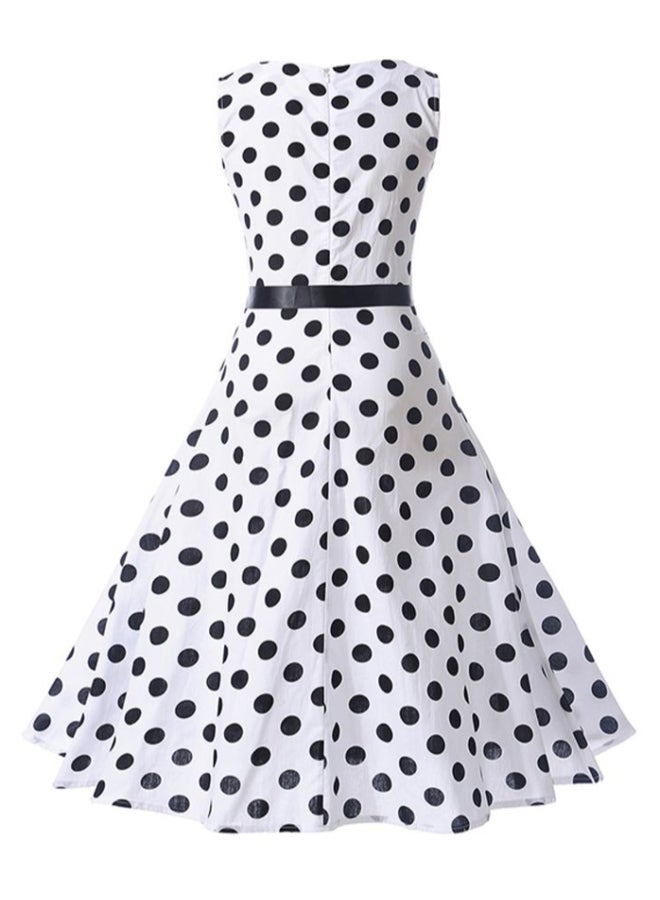 Sharpdo Polka-Dotted Sleevesless Dress Black/White - Image 2
