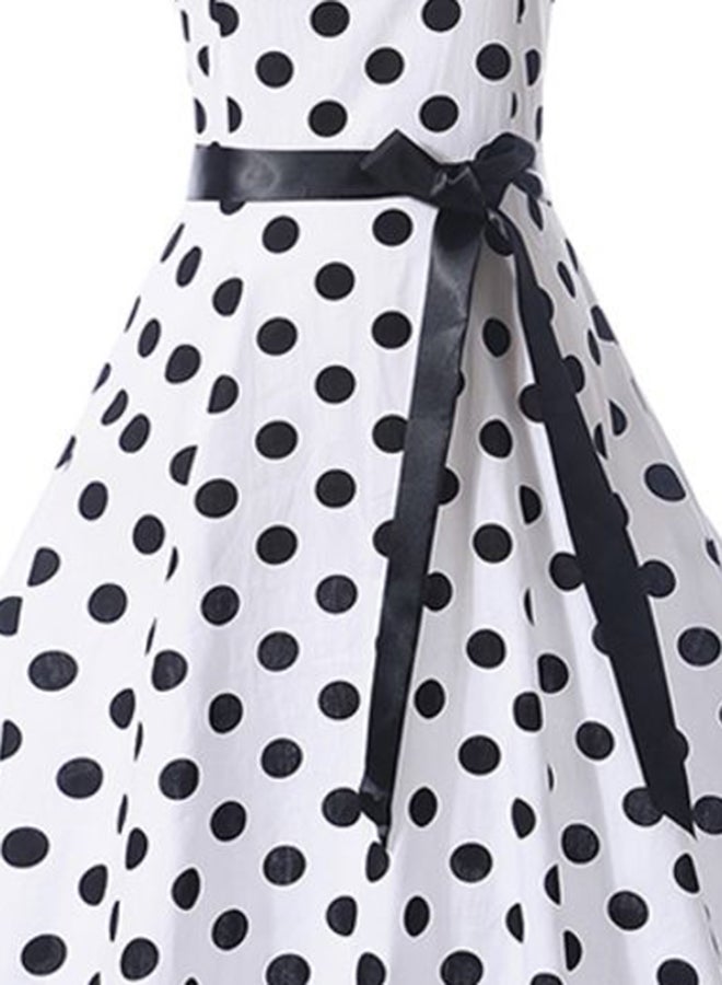 Sharpdo Polka-Dotted Sleevesless Dress Black/White - Image 3