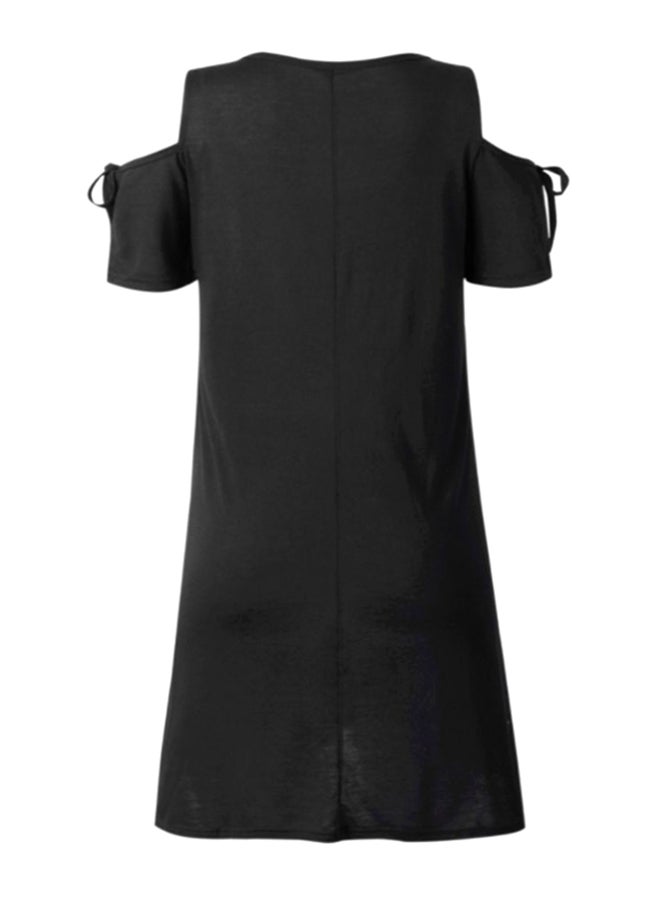 Round Neck Mini Dress Black