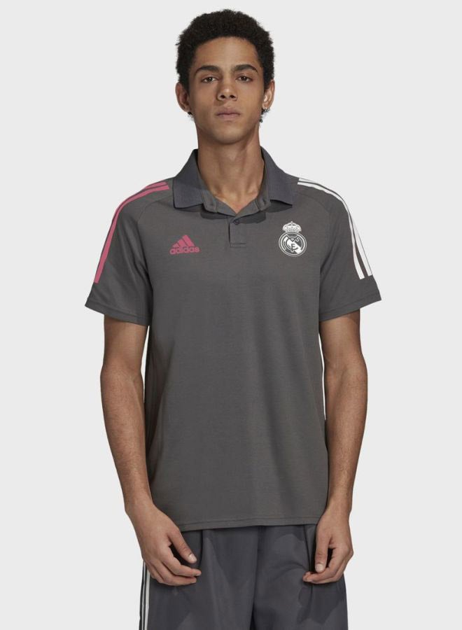 Adidas - Real Madrid Solid Polo T-Shirt Grey/Red - Image 1
