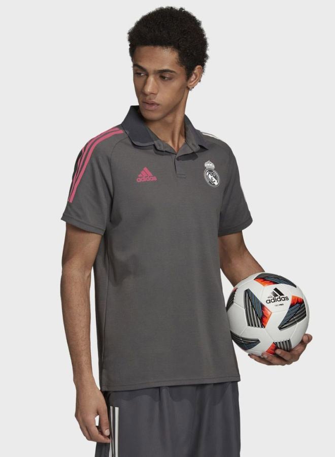 Adidas - Real Madrid Solid Polo T-Shirt Grey/Red - Image 1