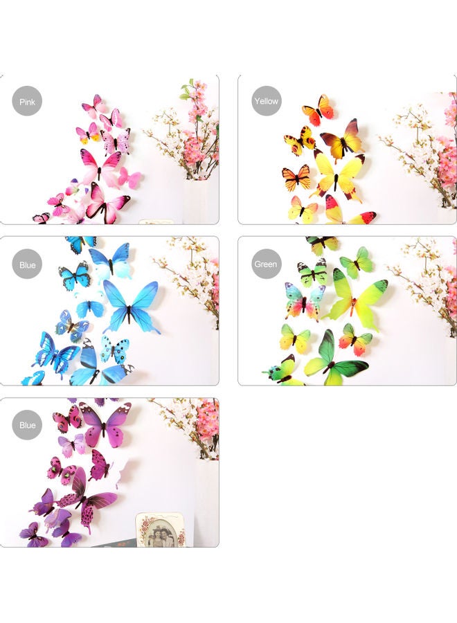 12-Piece Butterfly Shaped Wall Sticker Set Pink - Image 2