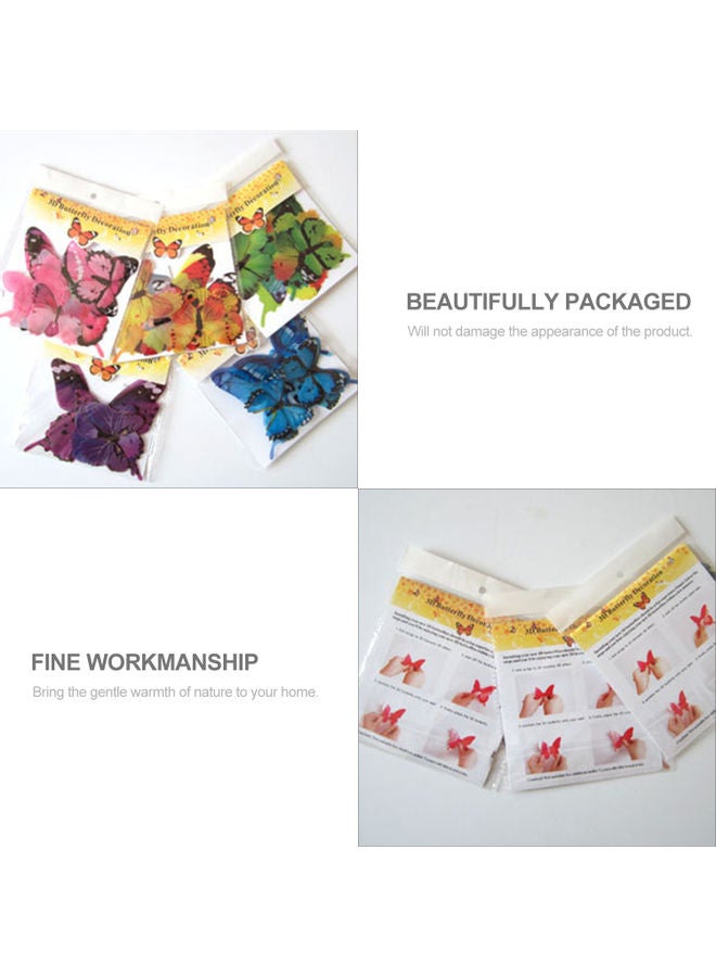 12-Piece Butterfly Shaped Wall Sticker Set Pink - Image 3