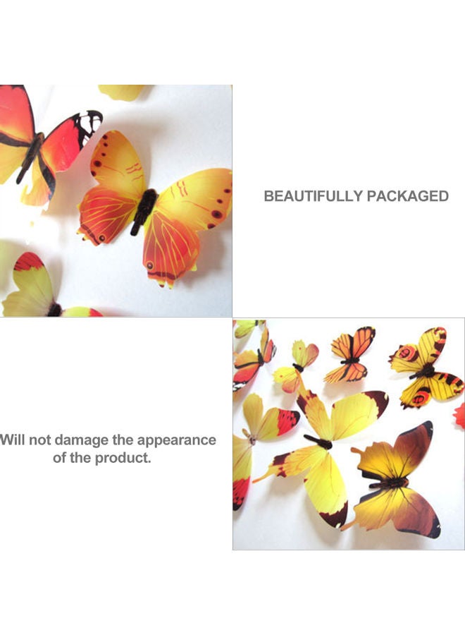 12-Piece Butterfly Shaped Wall Sticker Set Pink - Image 4