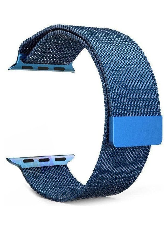 Milanese Loop Stainless Steel Smartwatch Band For Apple Watch Blue  - Image 1