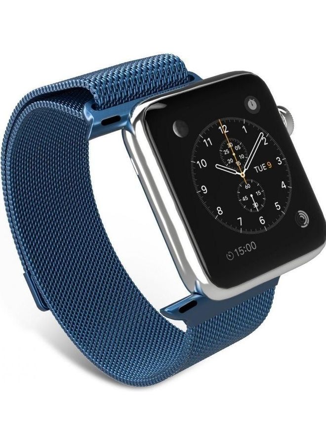 Milanese Loop Stainless Steel Smartwatch Band For Apple Watch Blue  - Image 2