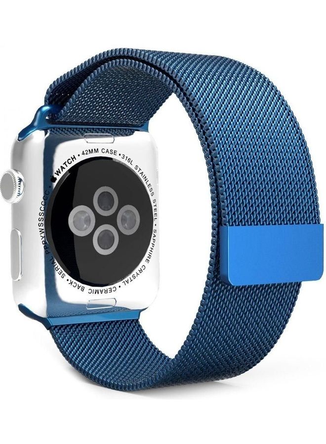 Milanese Loop Stainless Steel Smartwatch Band For Apple Watch Blue  - Image 3