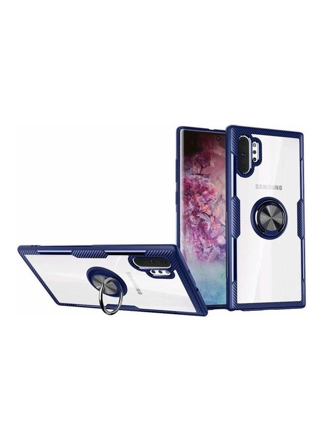 Generic - Armor Protective Carbon Fiber Back Case With 360 Rotation Finger Ring Holder For Samsung Galaxy Note 10 Plus Clear/Blue - Image 1