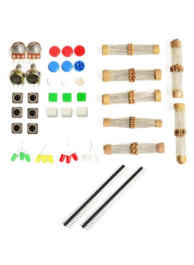 TechMaze Handy Portable Starter Kit (Resistors, LED, Potentiometer, Tact Switch, Pin Header) Multicolour Different sizesmm