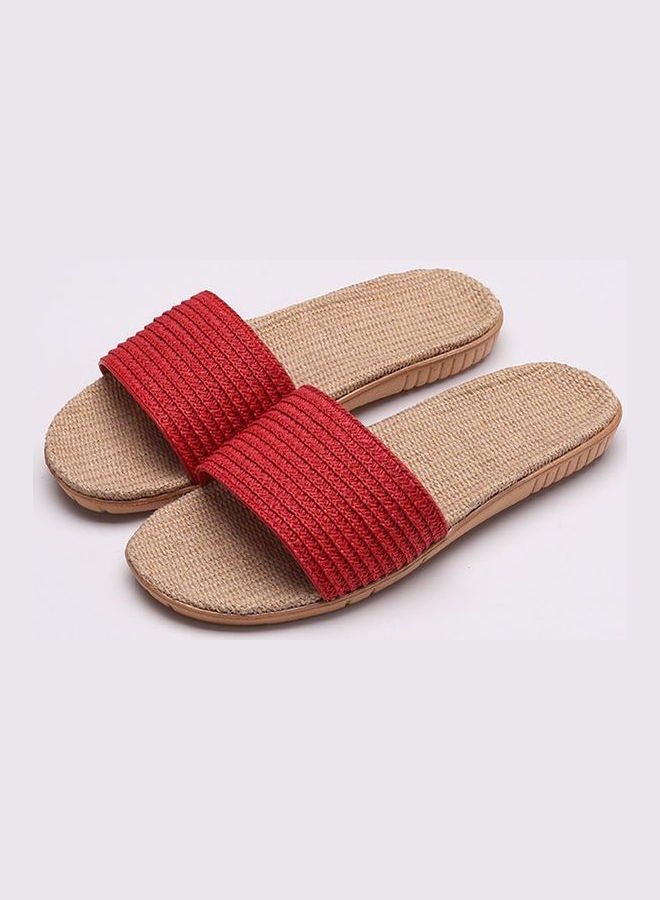 Linen Slippers Red  - Image 1