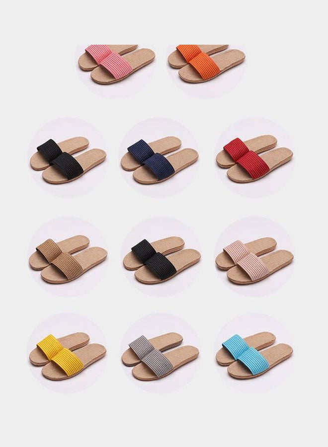Linen Slippers Black/Beige - Image 2