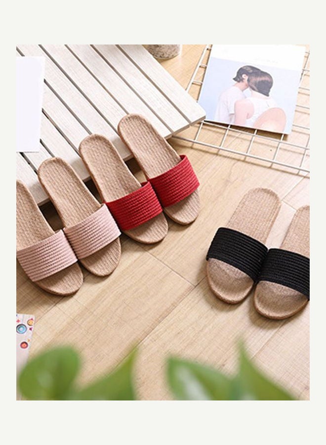 Linen Slippers Black/Beige - Image 2