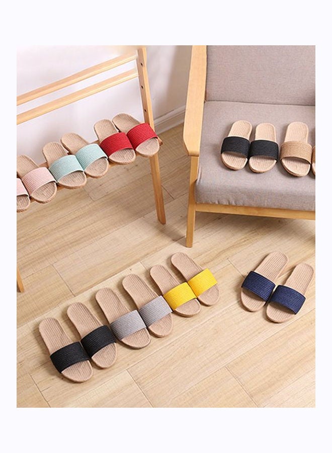 Linen Slippers Black/Beige  - Image 3