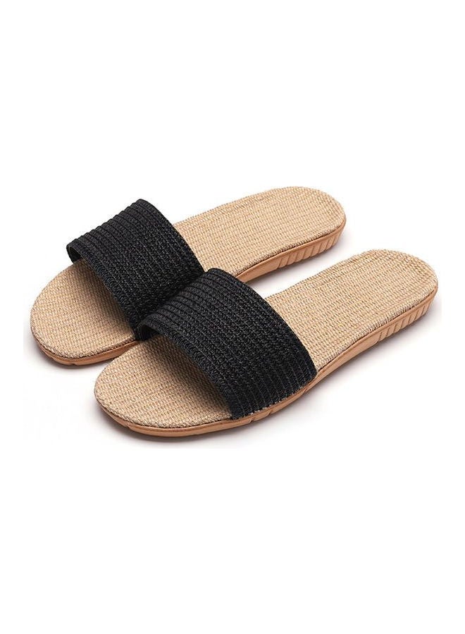 Linen Slippers Black/Beige  - Image 1