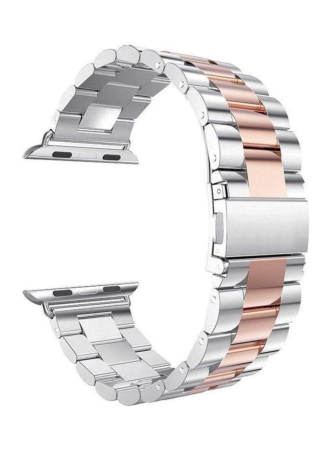 ZTO Replacement Strap Stainless Steel Smartwatch Band For Apple Smartwatch Series 1/2/3/4 Silver/Rose - Image 1
