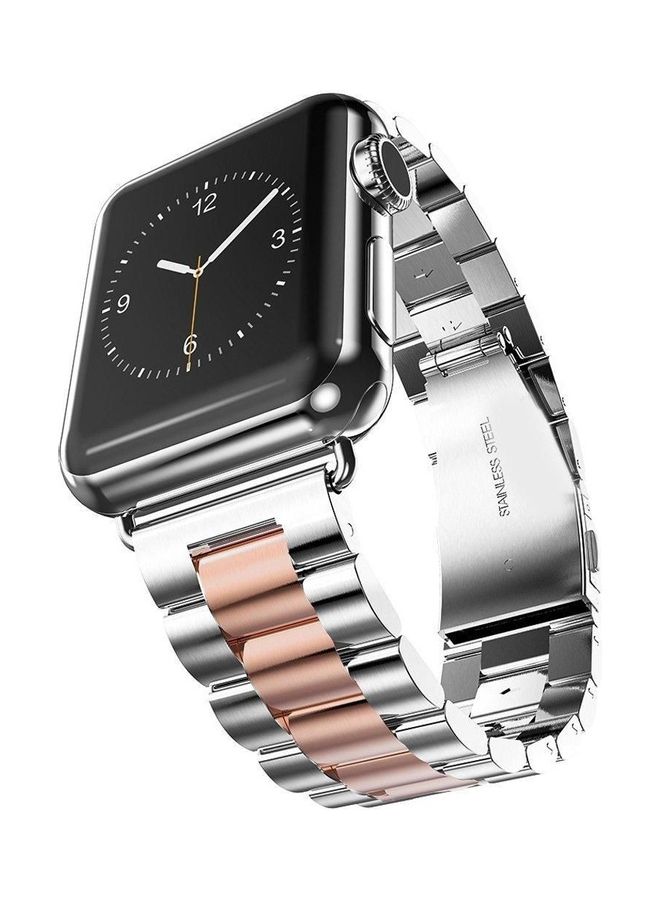 ZTO Replacement Strap Stainless Steel Smartwatch Band For Apple Smartwatch Series 1/2/3/4 Silver/Rose - Image 2