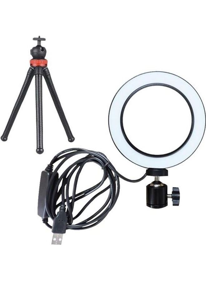 مجموعة من قطعتين مكونة من مصباح حلقي للتصوير السيلفي وحامل غوريلا أسود