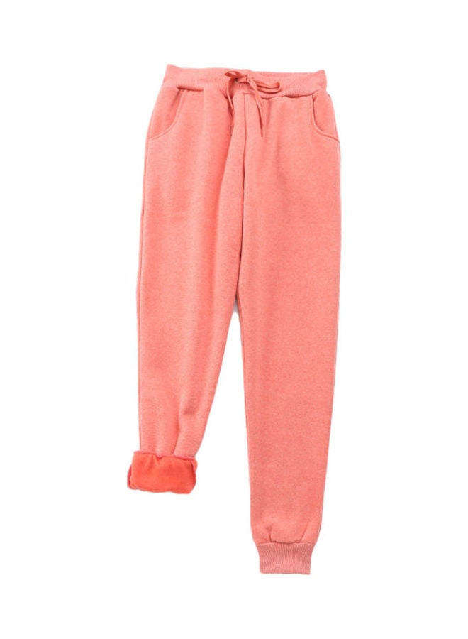 Drawstring Ankle Tied Long Pants Pink