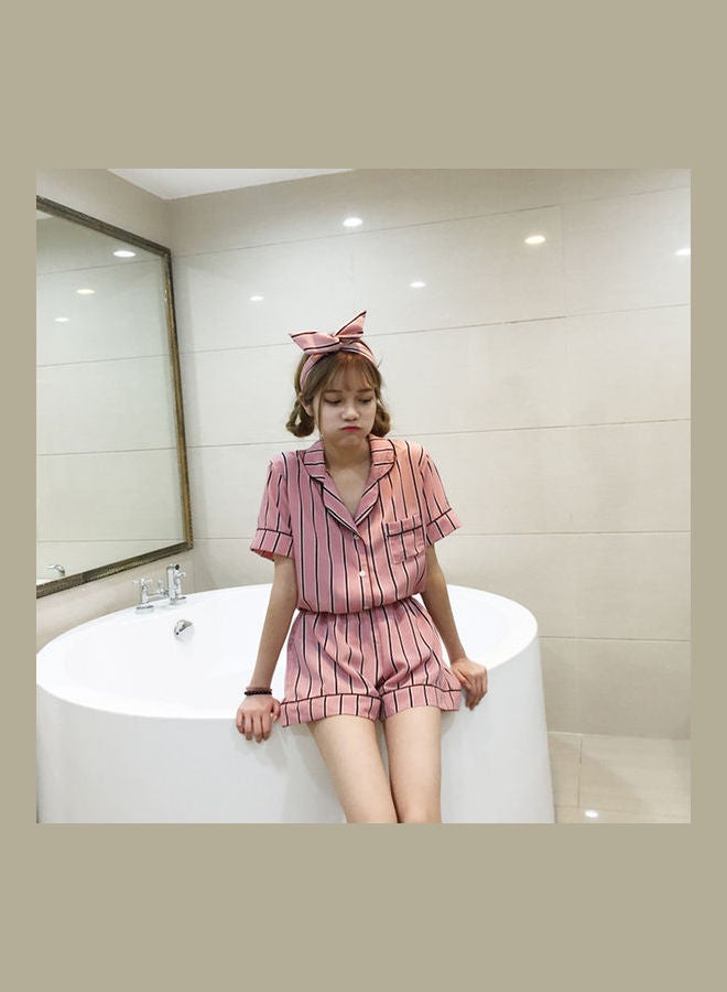 Pack Of 3 Striped Top And Shorts Pink - Image 2