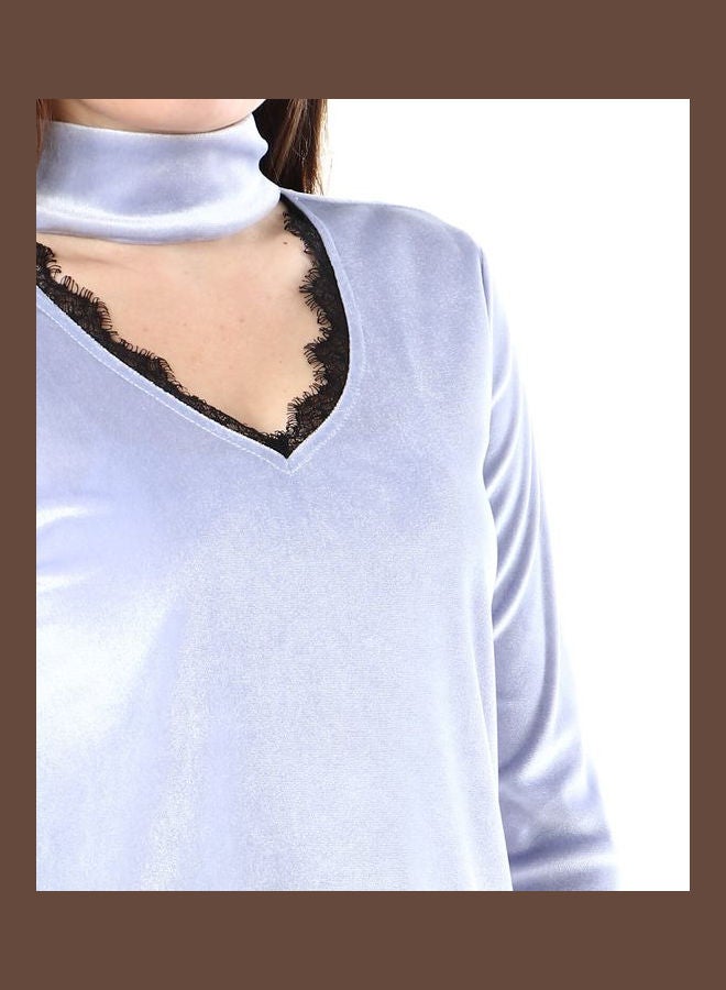Esla Casual Long sleeve Blouse Baby Blue - Image 4