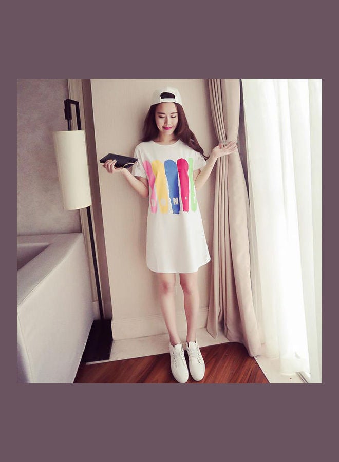 Letter Printed Mini Dress White - Image 2