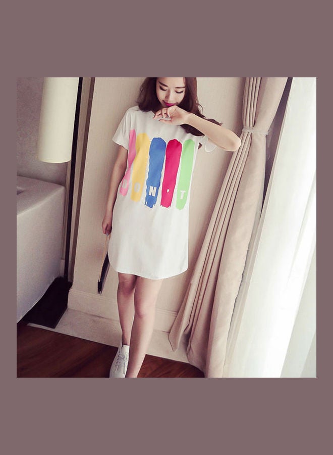 Letter Printed Mini Dress White - Image 3