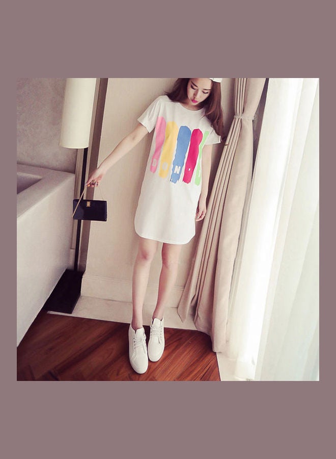 Letter Printed Mini Dress White - Image 5