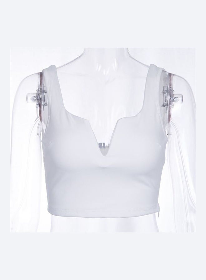 V Neck Straps Vest White - Image 1